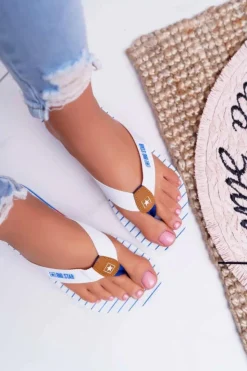 Damskie Big Star Shoes Damskie Klapki Japonki Big Star DD274A245 Białe