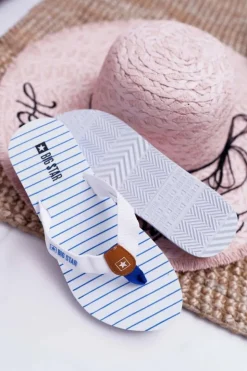 Damskie Big Star Shoes Damskie Klapki Japonki Big Star DD274A245 Białe