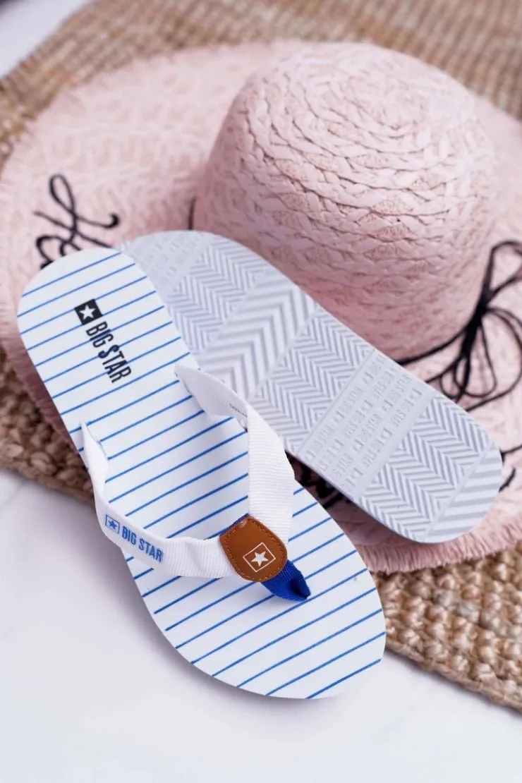 Damskie Big Star Shoes Damskie Klapki Japonki Big Star DD274A245 Białe