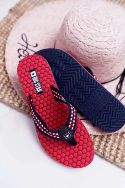 Damskie Big Star Shoes Damskie Klapki Japonki Big Star DD274A252 Czerwone
