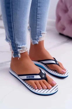 Big Star Shoes Klapki Damskie Big Star|Klapki Damskie Japonki*Damskie Klapki Japonki Big Star DD274A250 Granatowe
