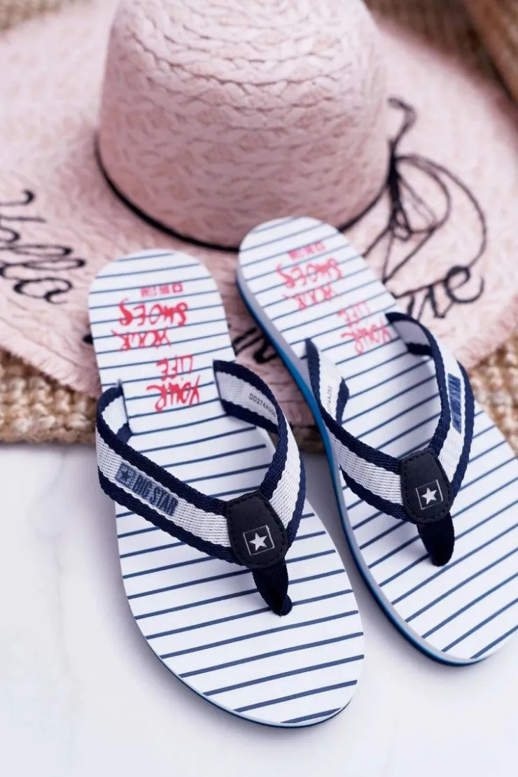 Big Star Shoes Klapki Damskie Big Star|Klapki Damskie Japonki*Damskie Klapki Japonki Big Star DD274A250 Granatowe
