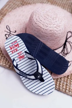 Big Star Shoes Klapki Damskie Big Star|Klapki Damskie Japonki*Damskie Klapki Japonki Big Star DD274A250 Granatowe