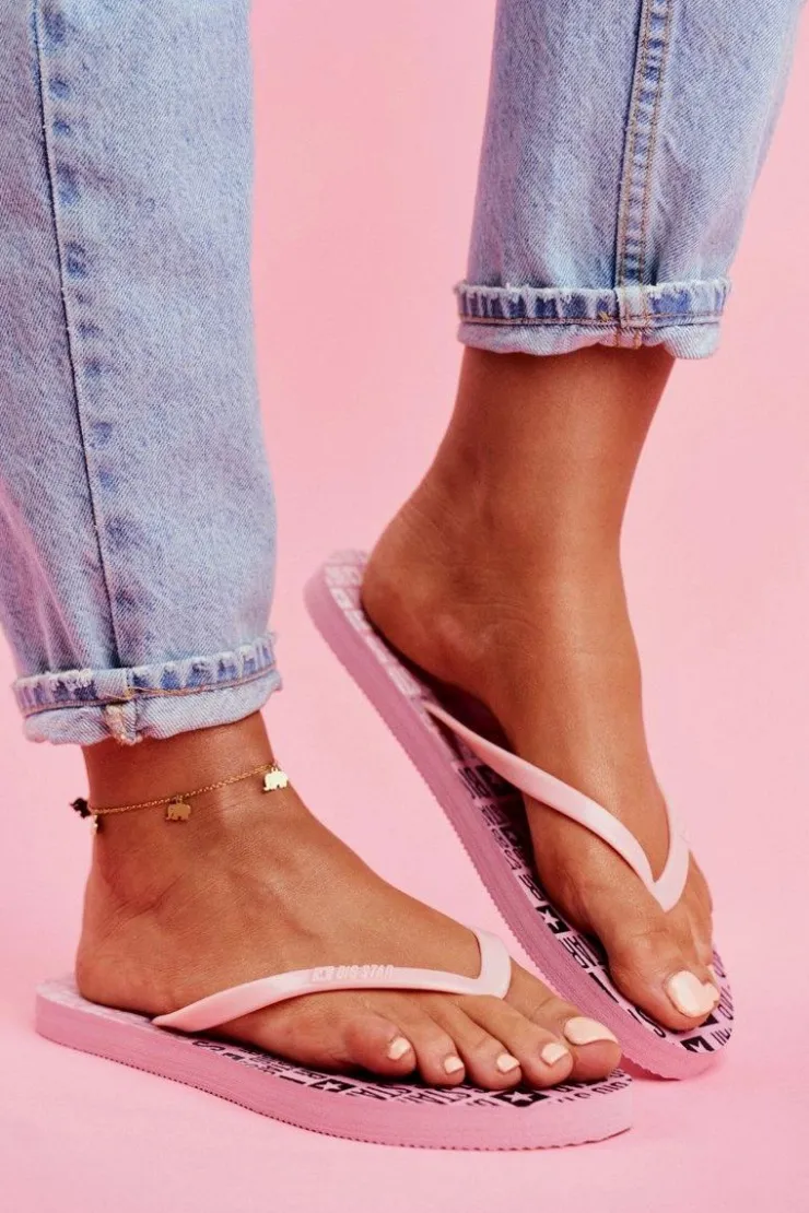 Hot Big Star Shoes Damskie Klapki Japonki Big Star FF274A304 Różowe