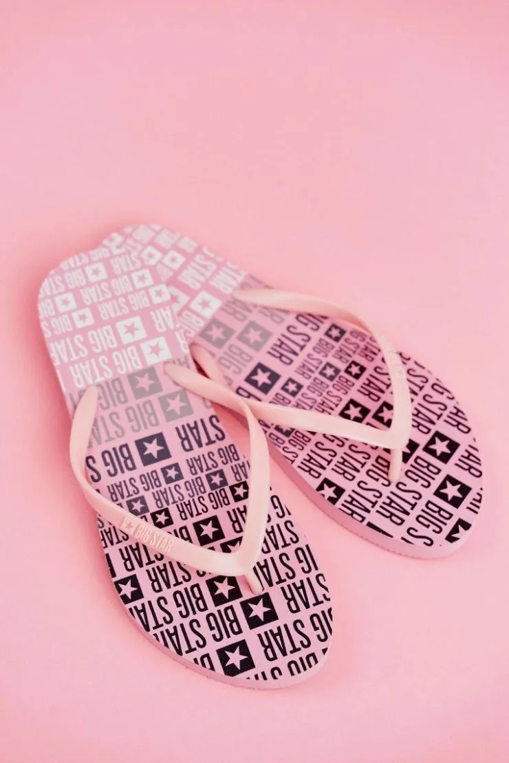 Hot Big Star Shoes Damskie Klapki Japonki Big Star FF274A304 Różowe