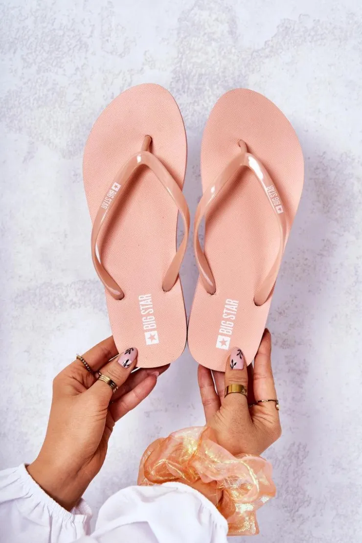 Damskie Big Star Shoes Damskie Klapki Japonki Big Star JJ274A386 Nude