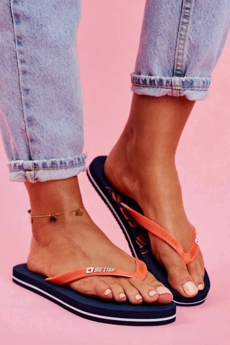 Big Star Shoes Klapki Sportowe|Klapki Damskie Big Star*Damskie Klapki Japonki Big Star FF274A297 Granatowe