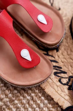 Damskie Big Star Shoes Damskie Klapki Japonki Czerwone Big Star DD274128