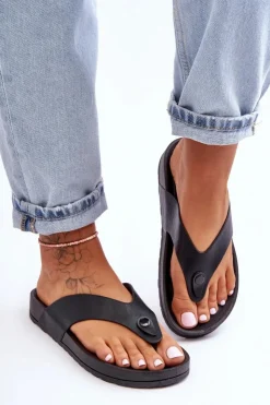 Boto Damskie Klapki Japonki Na Platformie Czarne Bellitta