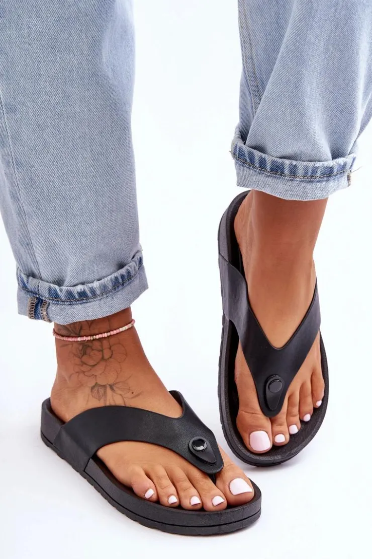 Boto Damskie Klapki Japonki Na Platformie Czarne Bellitta