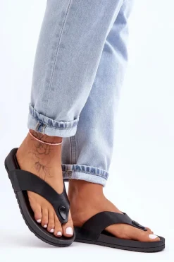 Boto Damskie Klapki Japonki Na Platformie Czarne Bellitta