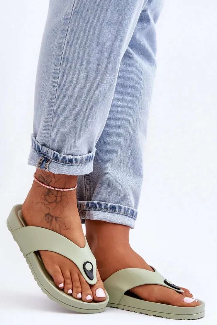 Best Boto Damskie Klapki Japonki Na Platformie Zielone Bellitta