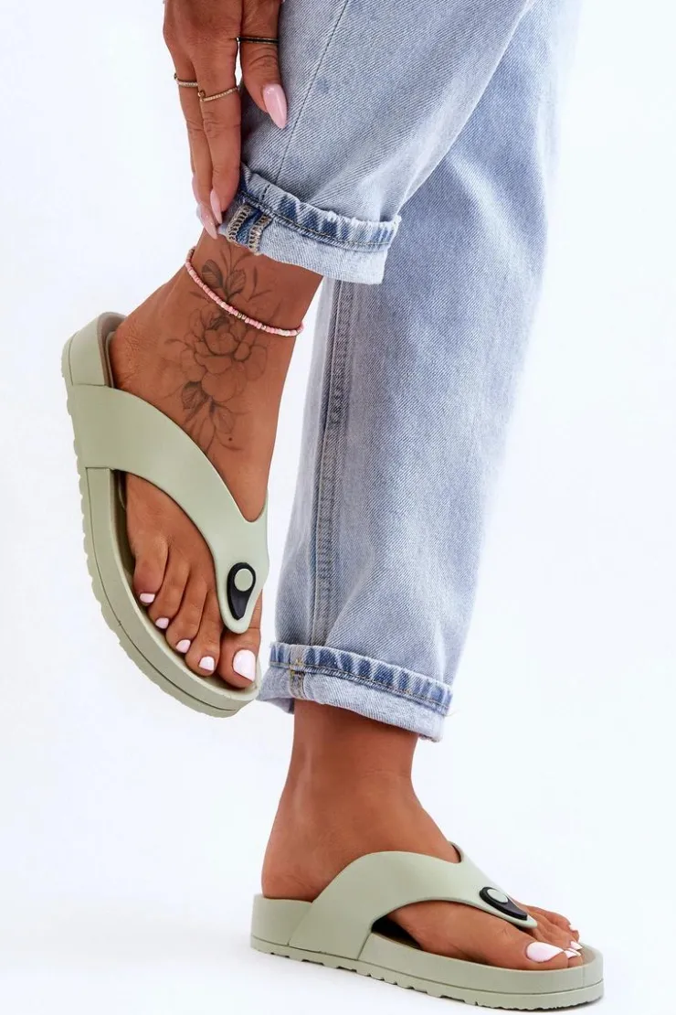 Best Boto Damskie Klapki Japonki Na Platformie Zielone Bellitta