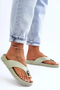 Best Boto Damskie Klapki Japonki Na Platformie Zielone Bellitta