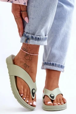 Best Boto Damskie Klapki Japonki Na Platformie Zielone Bellitta