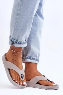 Damskie Boto Damskie Klapki Japonki Na Platformie Szare Bellitta