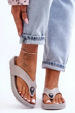 Damskie Boto Damskie Klapki Japonki Na Platformie Szare Bellitta