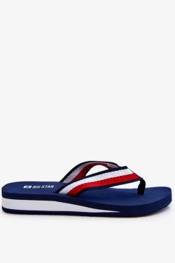 Damskie Big Star Shoes Damskie Klapki Japonki Na Platformie Big Star LL274779 Granatowe