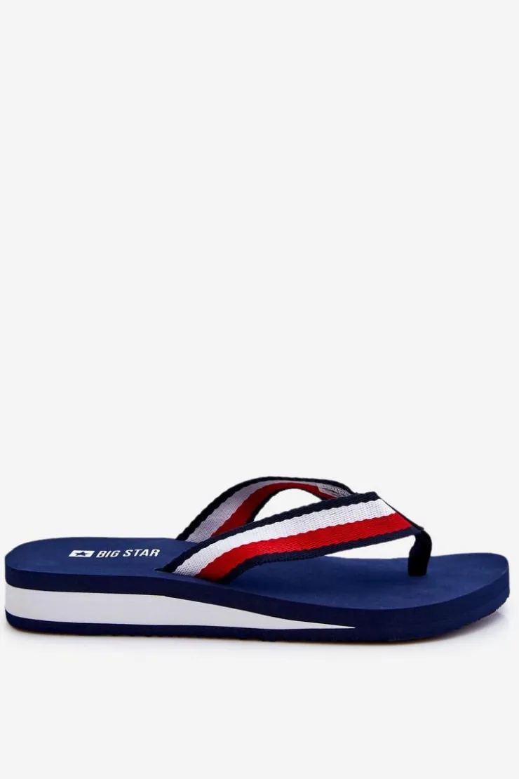 Damskie Big Star Shoes Damskie Klapki Japonki Na Platformie Big Star LL274779 Granatowe