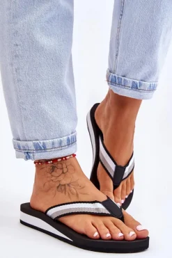 Outlet Big Star Shoes Damskie Klapki Japonki Na Platformie Big Star LL274781 Czarne Czarny