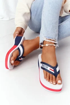 Damskie Big Star Shoes Damskie Klapki Japonki Na Koturnie Big Star HH274A093 Białe