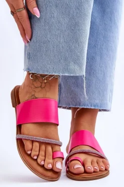 New Boto Damskie Klapki Japonki Z Ozdobnym Paskiem Fuksja Sublime