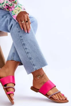 New Boto Damskie Klapki Japonki Z Ozdobnym Paskiem Fuksja Sublime