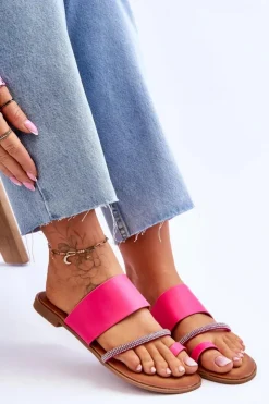 New Boto Damskie Klapki Japonki Z Ozdobnym Paskiem Fuksja Sublime