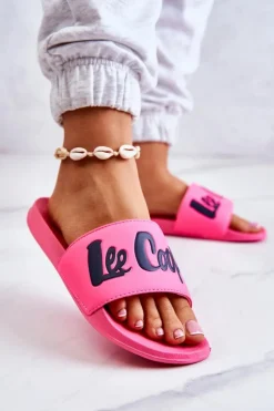 Discount Lee Cooper Damskie Klapki LCW-22-42-1000 Neonowy Róż
