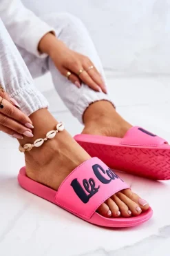 Discount Lee Cooper Damskie Klapki LCW-22-42-1000 Neonowy Róż