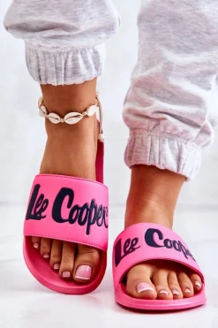 Discount Lee Cooper Damskie Klapki LCW-22-42-1000 Neonowy Róż