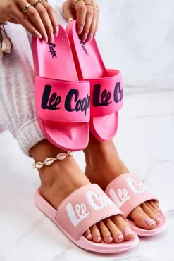 Discount Lee Cooper Damskie Klapki LCW-22-42-1000 Neonowy Róż