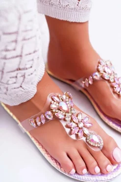 Sale Boto Damskie Klapki Lu Boo Japonki Kryształy Różowe Conathe