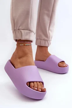 Hot Boto Damskie Klapki Na Grubej Podeszwie Fioletowe Oreithano Fioletowy