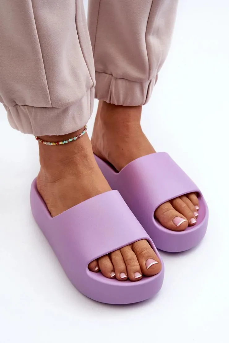 Hot Boto Damskie Klapki Na Grubej Podeszwie Fioletowe Oreithano Fioletowy
