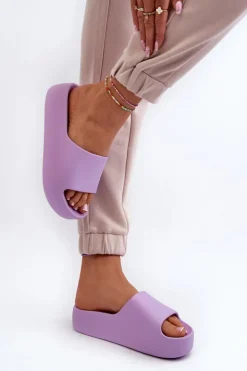 Hot Boto Damskie Klapki Na Grubej Podeszwie Fioletowe Oreithano Fioletowy