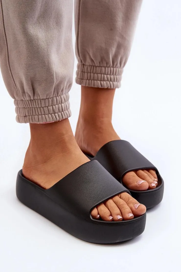 Damskie Boto Damskie Klapki Na Grubej Podeszwie Czarne Oreithano