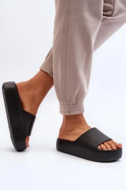 Damskie Boto Damskie Klapki Na Grubej Podeszwie Czarne Oreithano