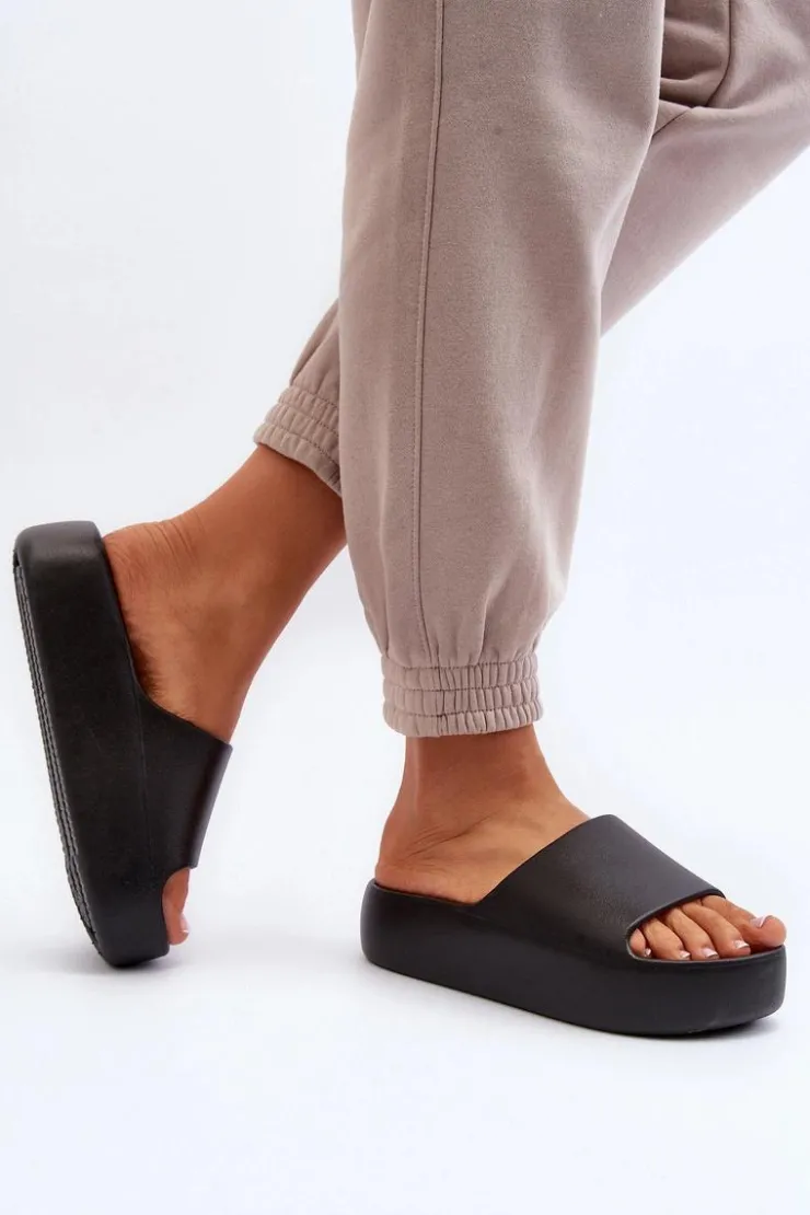 Damskie Boto Damskie Klapki Na Grubej Podeszwie Czarne Oreithano