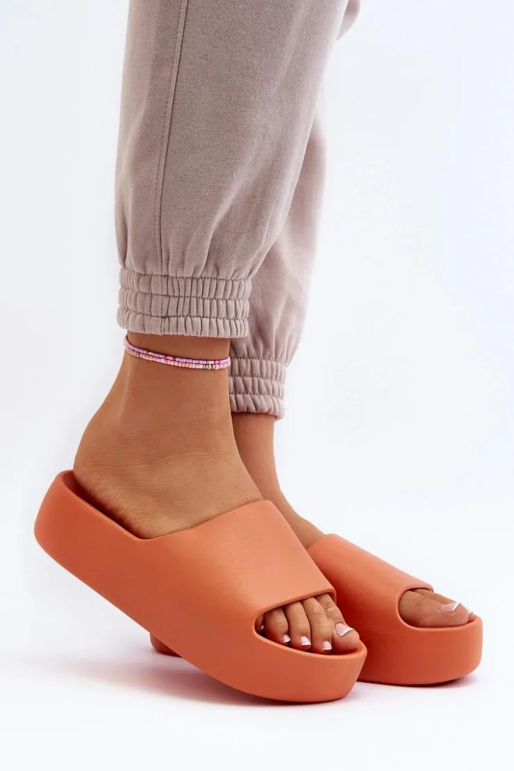 New Boto Damskie Klapki Na Grubej Podeszwie Pomarańczowe Oreithano Pomarańczowy