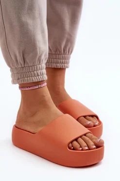 New Boto Damskie Klapki Na Grubej Podeszwie Pomarańczowe Oreithano Pomarańczowy