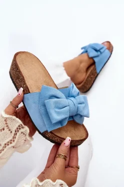 Boto Klapki Damskie Klasyczne|Klapki Korkowe*Damskie Klapki Na Korkowej Platformie Z Kokardą Niebieskie Tarena