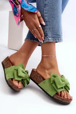 Boto Klapki Korkowe|Klapki Damskie Klasyczne*Damskie Klapki Na Korkowej Platformie Z Kokardą Zielone Tarena