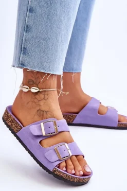 Boto Klapki Korkowe|Klapki Na Platformie*Damskie Klapki Na Korkowej Platformie Z Paskami Fioletowe Doretta