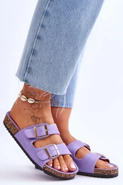 Boto Klapki Korkowe|Klapki Na Platformie*Damskie Klapki Na Korkowej Platformie Z Paskami Fioletowe Doretta