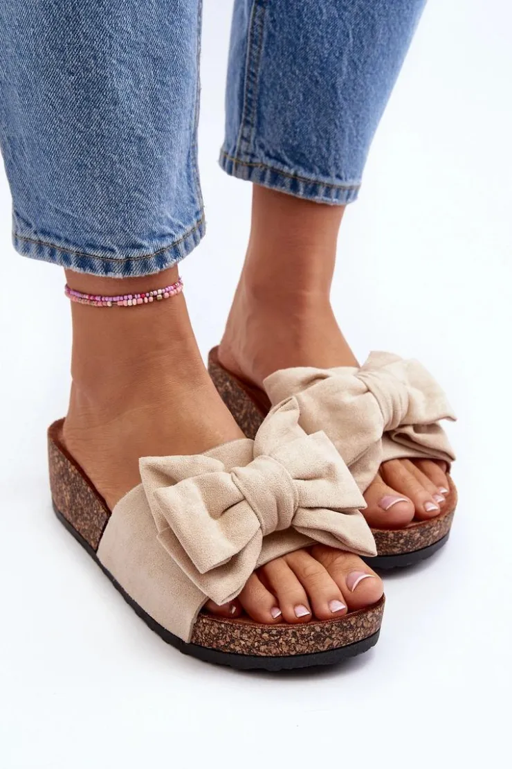Boto Klapki Korkowe|Klapki Damskie Klasyczne*Damskie Klapki Na Korkowej Platformie Z Kokardą Beżowe Tarena