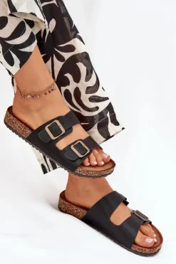 Evento Klapki Korkowe|Klapki Na Platformie*Damskie Klapki Na Korkowej Platformie Z Klamrami Czarne Vesina Czarny