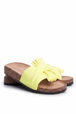 Clearance Boto Damskie Klapki Na Korku Kokardki Żółty Neon Felis