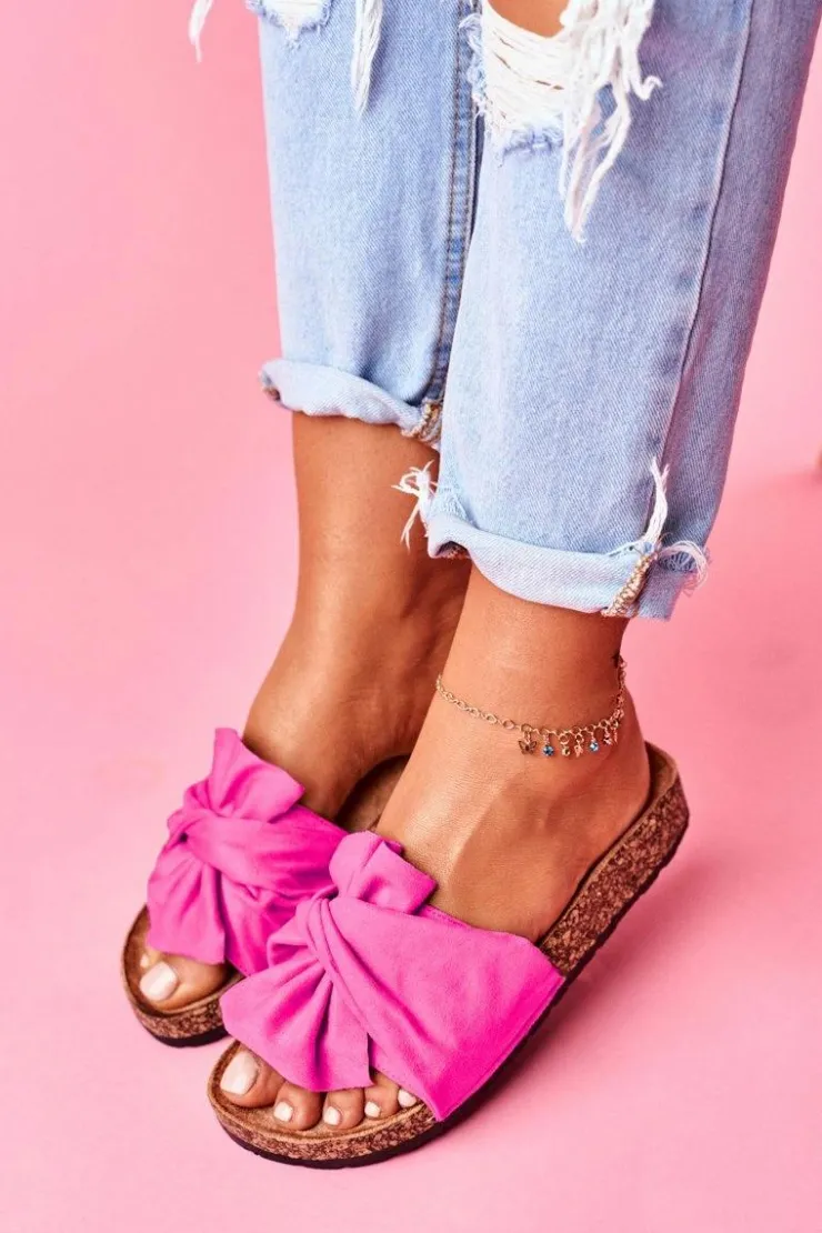 Boto Klapki Korkowe|Klapki Damskie Klasyczne*Damskie Klapki Na Korku Kokardki Fuksja Felis