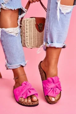 Boto Klapki Korkowe|Klapki Damskie Klasyczne*Damskie Klapki Na Korku Kokardki Fuksja Felis